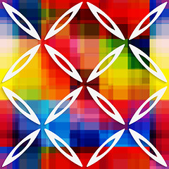 Image showing White oval net on rainbow layer seamless pattern