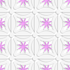 Image showing White net and pink flowers cut out o paper