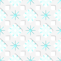 Image showing White snowflakes with blue inner parts seamless