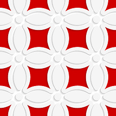 Image showing Geometric white pattern with red