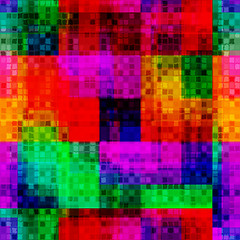 Image showing Rainbow blurred pixel bid and small seamless pattern