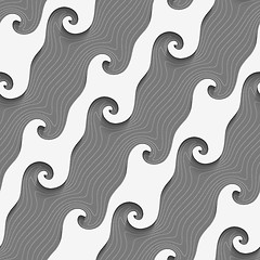 Image showing White curved diagonal lines on textured gray seamless pattern