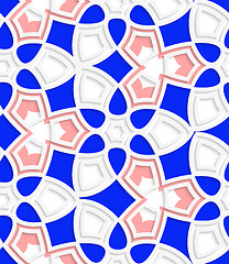 Image showing Pink and blue geometrical floral seamless pattern