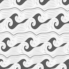 Image showing White abstract sea wave lines and shapes with gray seamless