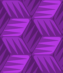 Image showing Purple 3d cubes striped with triangles seamless pattern