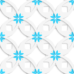 Image showing White geometrical flowers and squares layered seamless