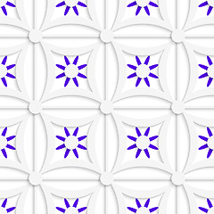 Image showing Geometric white pattern with layered purple flowers