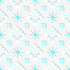 Image showing White snowflakes on blue flat ornament seamless