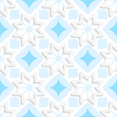 Image showing White snowflakes on flat blue ornament seamless