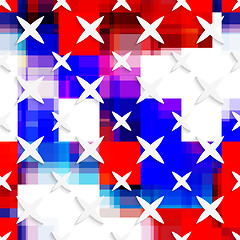 Image showing White small and big stars on flag colored layer seamless pattern