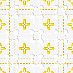 Image showing Perforated squares with yellow flowers pattern