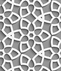 Image showing White  geometrical floristic net on gray seamless pattern
