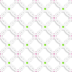 Image showing White perforated ornament with green pink seamless