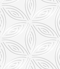 Image showing White geometrical flower like shapes perforated seamless pattern