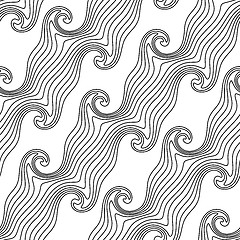 Image showing Black and white diagonal wavy lines with swirls