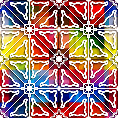 Image showing White triangle ornament on rainbow seamless pattern