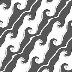 Image showing White curved lines and swirls with gray seamless