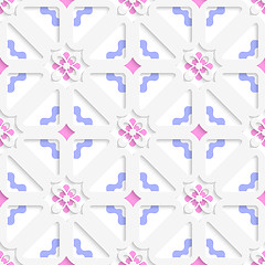 Image showing Diagonal flowers layered with blue and pink