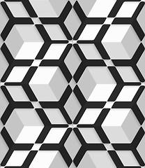 Image showing White 3d cubes with hexagonal net on seamless pattern