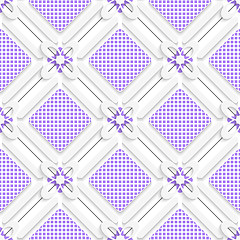 Image showing Diagonal purple checked squares pattern