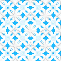 Image showing Blue ornament and white snowflakes seamless