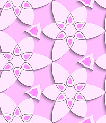 Image showing Pink floristic swirl seamless pattern