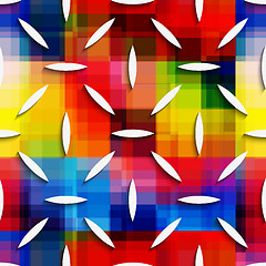 Image showing White small ovals on rainbow layer seamless pattern