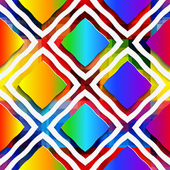 Image showing Rainbow colored rectangles and rim on rainbow seamless pattern