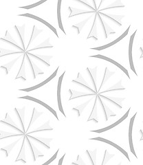 Image showing White geometrical flowers and gray elements seamless pattern