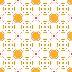 Image showing Orange crosses on top perforated rectangles seamless