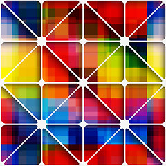 Image showing Rainbow pixel background with net seamless pattern