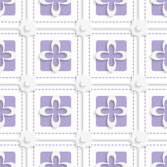 Image showing Purple squares and white flowers pattern