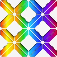 Image showing White rectangles ornament on rainbow background seamless pattern