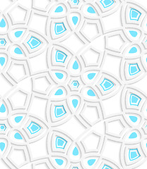 Image showing White  geometrical floristic net blue inside details seamless pa