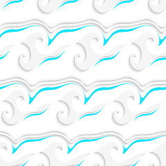 Image showing White wavy lines and shapes and blue details seamless pattern
