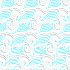 Image showing White abstract sea wave lines and shapes with blue seamless