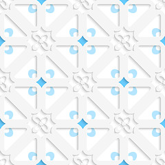 Image showing Diagonal white small flowers layered with blue pattern