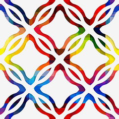 Image showing White wavy rectangles and white net on rainbow seamless pattern