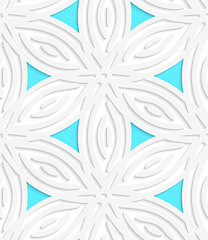 Image showing White geometrical flower like shapes with blue seamless pattern