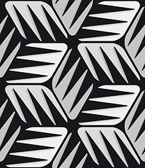 Image showing Gray 3d cubes striped with black seamless pattern