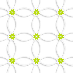 Image showing White ornament net and green flowers