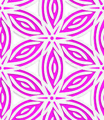 Image showing White and pink geometrical flowers seamless pattern