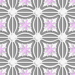 Image showing White dots and pink flowers cut out o paper