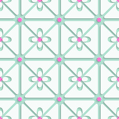 Image showing Green and pink flourish simple pattern