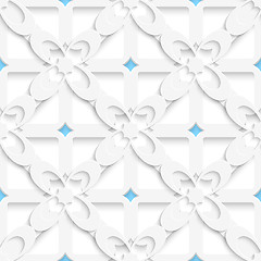 Image showing Diagonal white big flowers layered with blue pattern