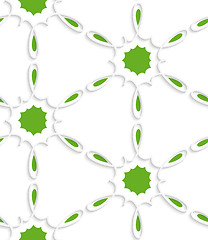 Image showing White simple flower swirl with green inside seamless pattern