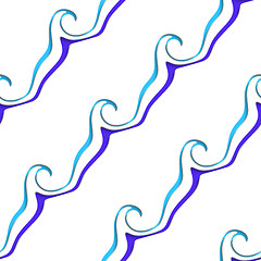 Image showing White sea wave lines perforated with blue seamless