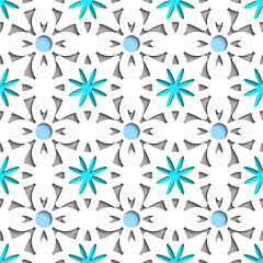 Image showing Simple white repainting flowers with blue seamless