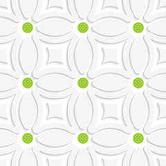 Image showing Geometric white pattern with green dots