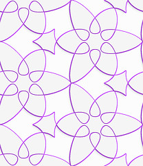 Image showing White floristic swirl with purple outline seamless pattern